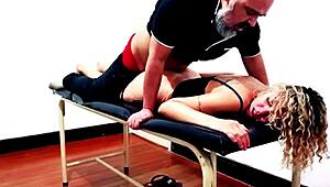 Waxing Client Gets Horny at the Office Desk