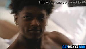 Soldier returns home for threesome with gay roommates and monster cocks.