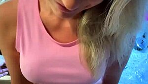 Sexy alice blows boyfriend in kitchen cumload