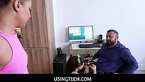 Teen 18+ Lilith Grace and Ryder Rey host amazing freeuse party with stepdad.