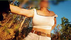 yo, this amazing milf flashing her big tits on a public bike ride... unreal! 😍