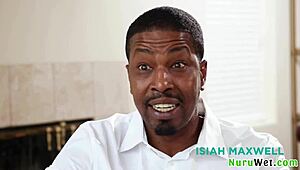 Busty blonde milf Kenzie Taylor delivers sensual nuru massage to black client Isiah Maxwell