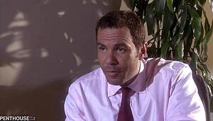 Brunette sex kitten Tristan Kingsley gets intensely covered in cum after big dick fuck