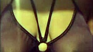 Busty milf gives blowjob and strips in interracial gay scene