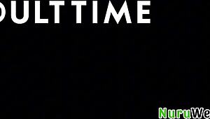 Busty blonde milf Kenzie Taylor delivers sensual nuru massage to black client Isiah Maxwell