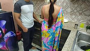 Indian desi bhabhi gets drilled hard in kitchen.