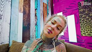 Sexy Fishnets and High Heels Highlight Solo Anal Play with XL Dildo