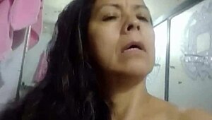 Preview of masturbation in the shower with fingering, creampie, and big natural tits