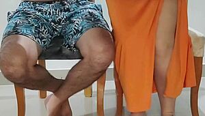 latina babe first time blowbang, petite colombian hermanastra rides hot at dinner with padrastros