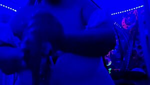blue light special with plump big natural tits and monster cock toys