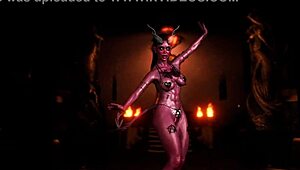 Skinny succubus lures with erotic belly dance in a dark dungeon. Wanna join her untamed 3D solo? 😈