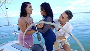 Is busty honey demon and kesha ortega's threesome in the boat hot?