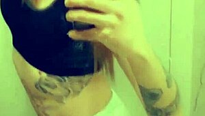 Hot Tranny Slut Touches Her Tiny Clitty in Action