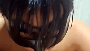 stepsister sucks monster cock and drains cumshot in homemade blowjob