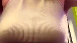 wet shirt reveals tits at gym