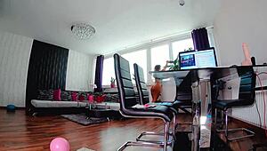 Seductive striptease with ass shaking leads to wild cowgirl dildo ride