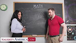 august skye, the naughty teacher, gives her student a blowjob in lingerie