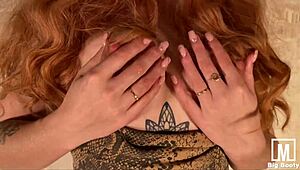 redhead with huge ass fondling pussy with vibrator and butt plug