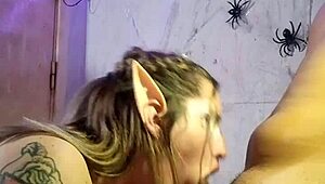 Halloween Elf Deepthroats Black Dick Sloppily