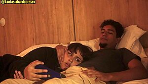 My stepsister chokes on my dick after watching a movie part 1