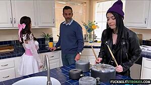 Two Beautiful Stepsisters Fight Over Stepdad's Creamy Cum