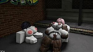 I join an intense trio with two submissives and big black cocks