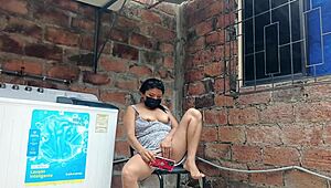 My Neighbor In The Garden Showing Off Under Her Dress