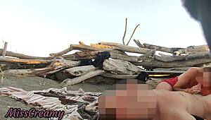 Public Flashing and Sucking Big Cock at Nude Beach - Misscreamy