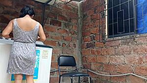 My Neighbor In The Garden Showing Off Under Her Dress