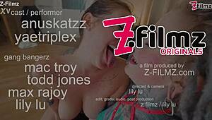 two alt girls take rough gangbang with facial cumshots from four guys