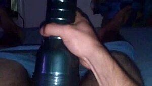 Ob1s First Fleshlight Stroke Session With Intense Action