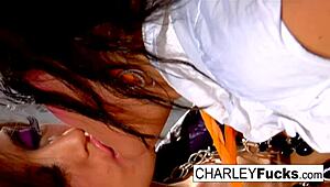 Charlie's having some slippery wet fun with sexy brunette Capri, you know?