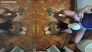 Milf In Pantyhose Kneels For Blowjob And Swallows Cum