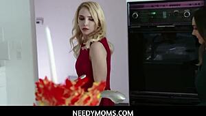 Needymoms - Stepdaughter Aften Opal strokes cock to hide naughty secret