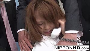 asian secretary teased during phone call