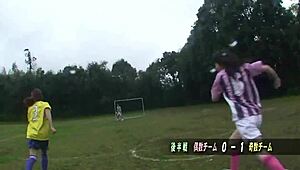 Asian Girls Playing Football Naked in Wild Outdoor Game!