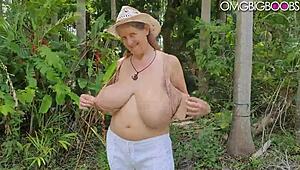 Mature Woman Shows Off Huge Natural Tits!