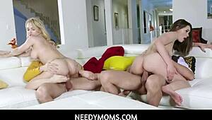 Needymoms - Stepdaughter Aften Opal strokes cock to hide naughty secret