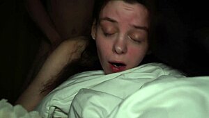 skinny brunette screams during hard night sex 😍