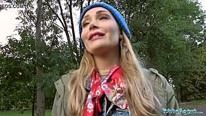 Lost Dog Turns Into Hot Outdoor Sex! Public Agent Scores Big!