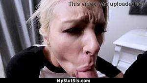 Horny Stepsister Vigorously Blows Stepbrother's Cock Before Intense Fucking In Multiple Positions.