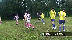 Asian Girls Playing Football Naked in Wild Outdoor Game!