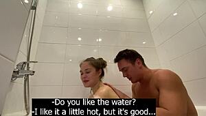 stepdaughter and stepfather share private moment in bathroom