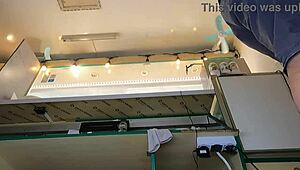 Super Sexy Slim 18-Year-Old Chick in Pear Thongs Working Braless