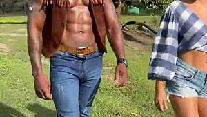 black bbc homemade fucks married hotwife on farm in interracial orgy