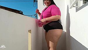 My Neighbor Teases in Short Clothes on Balcony, So I Invited Her for Creampie Action