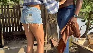 black bbc homemade fucks married hotwife on farm in interracial orgy