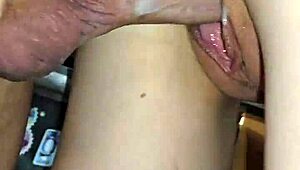 wife wet messy fuck for a dripping creampie in kitchen