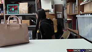 Skinny teen 18+ latina shoplifter caught and fucked by security santa in reality