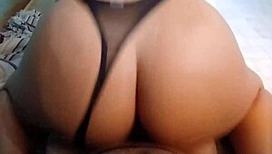 Huge ass babe fucks hard until creampie almost impregnates her